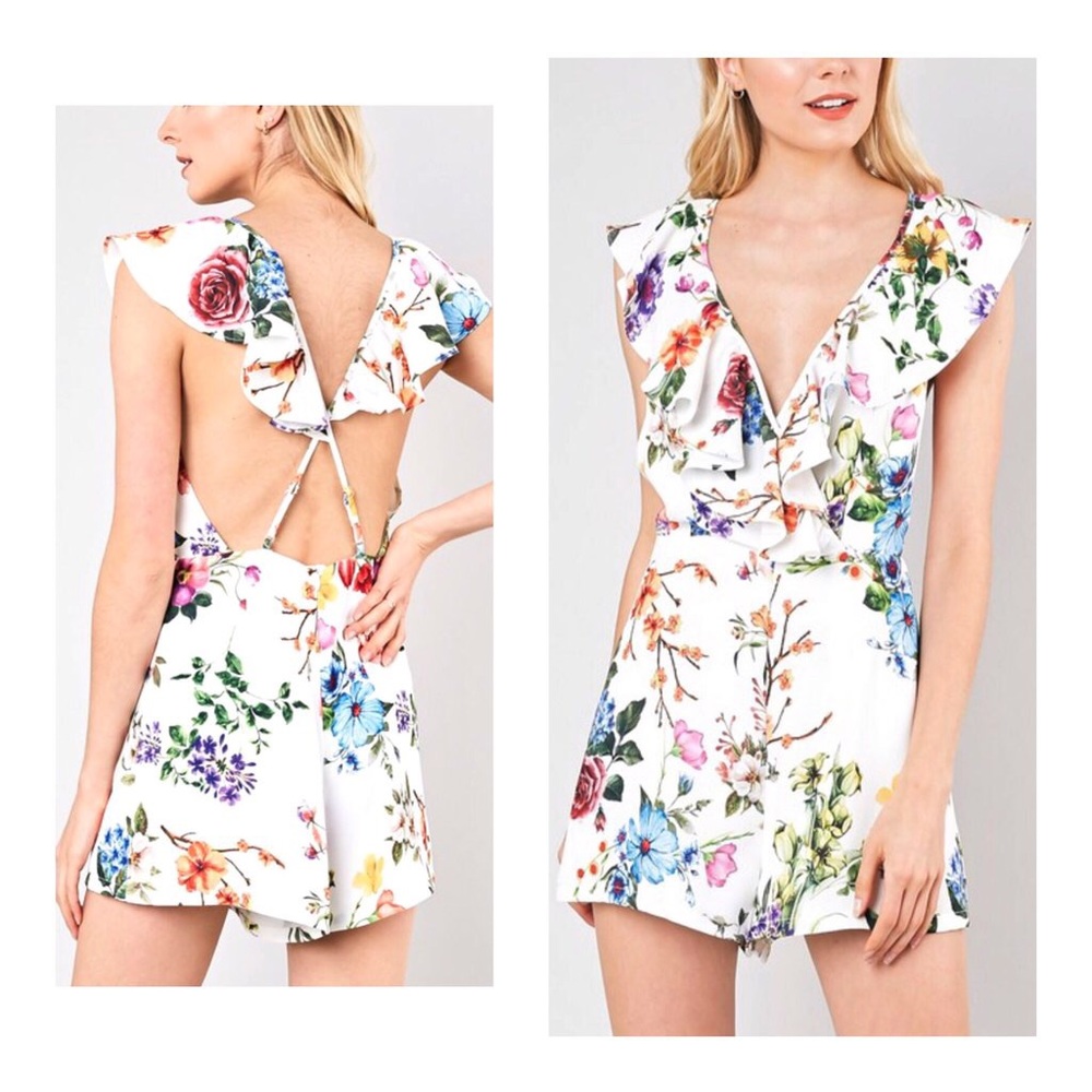 Do + Be Floral Ruffled Romper - Picture 2 of 7